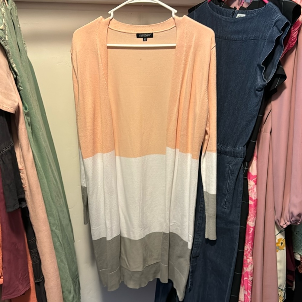 NWOT Color block long cardigan XS